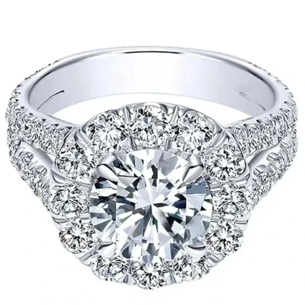 🌸Engagement Double Layer Round CZ Bridal Wedding Ring for Women, UNVN12291